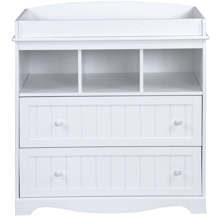Puslebord med 2 store skuffer og 3 rum, 50x94x88 cm, hvid