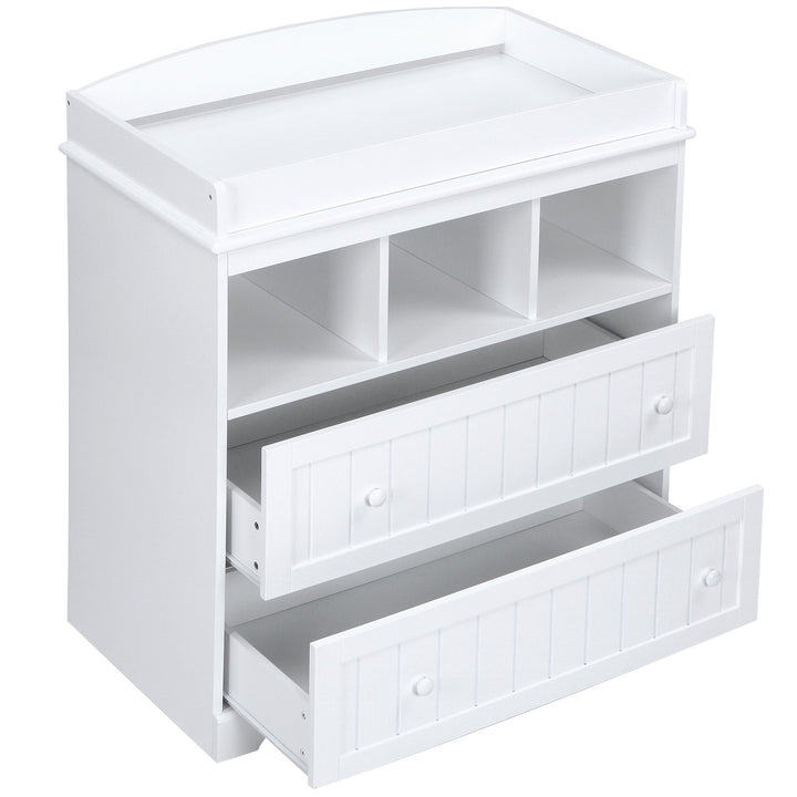 Puslebord med 2 store skuffer og 3 rum, 50x94x88 cm, hvid