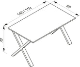 Skrivebord, h. 76 x b. 110 x d. 80 cm, X-base, hvid