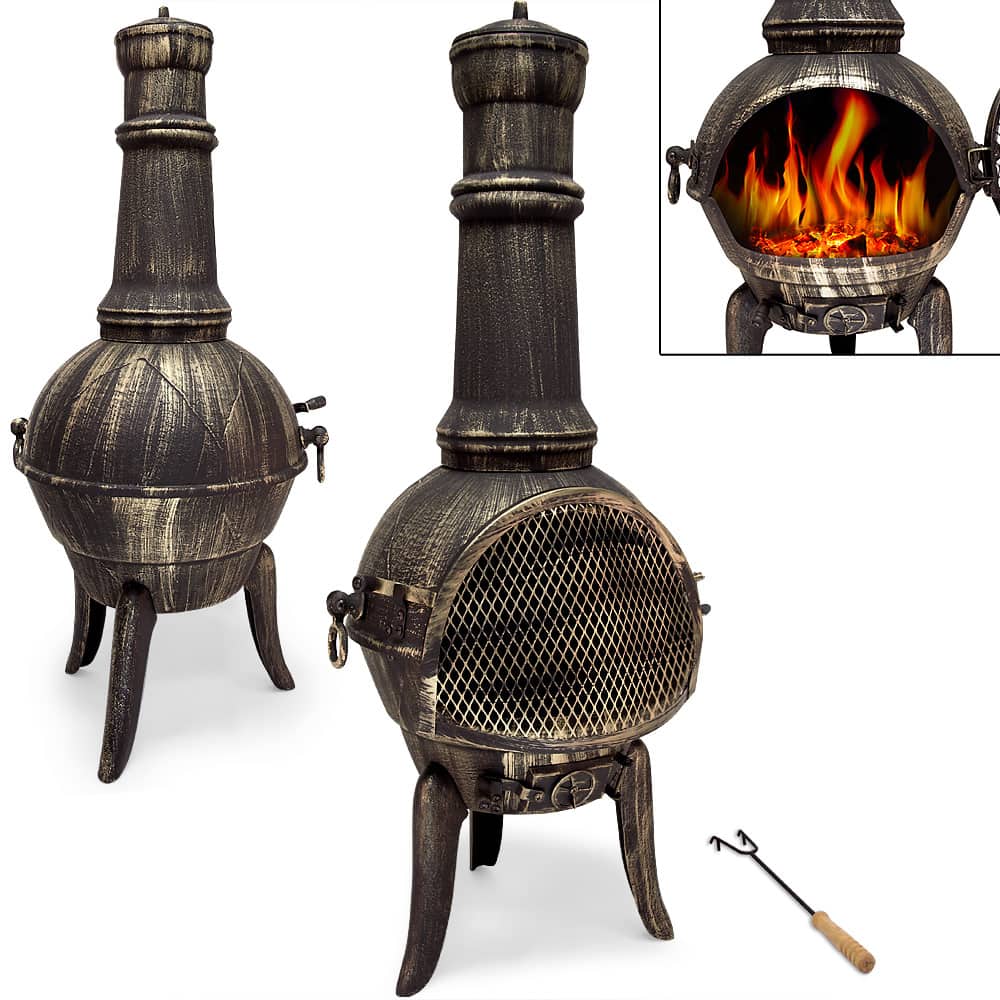 Fire Pit Chiminea støbejern 112x44cm