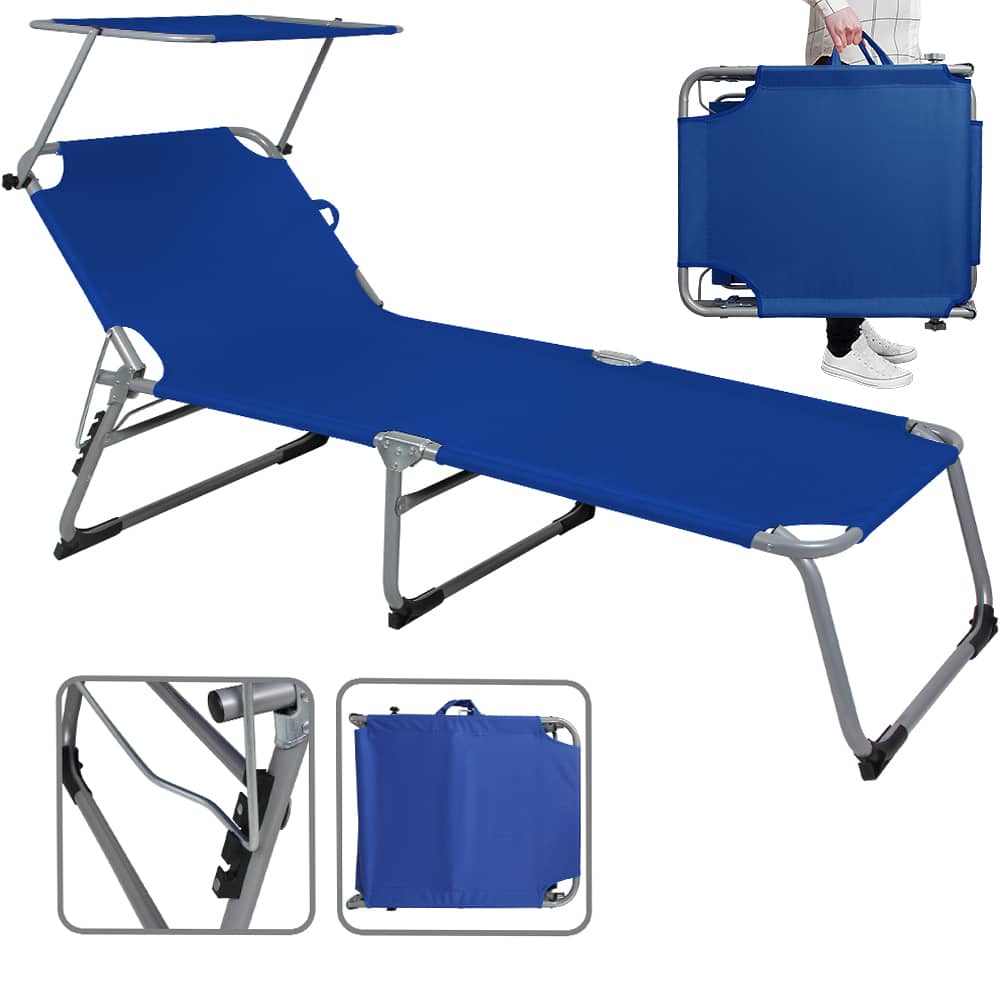 Sun Lounger Hawaii Blue Aluminium med baldakin