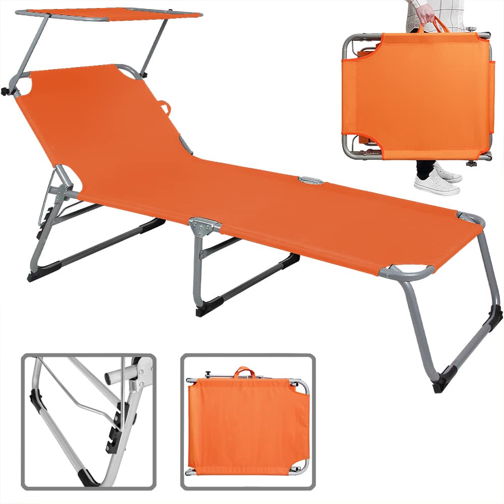 Sun Lounger Hawaii Orange aluminium med baldakin