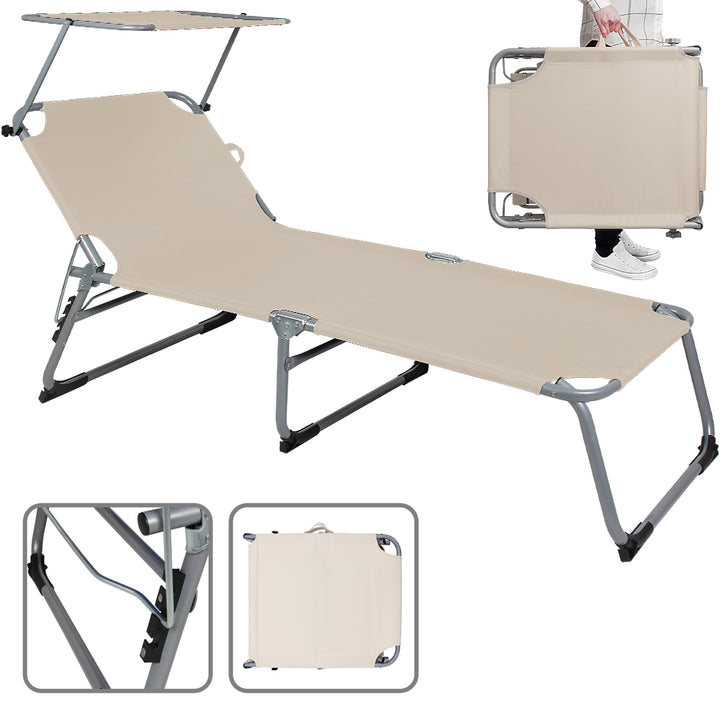 Sun Lounger Hawaii beige aluminium med baldakin