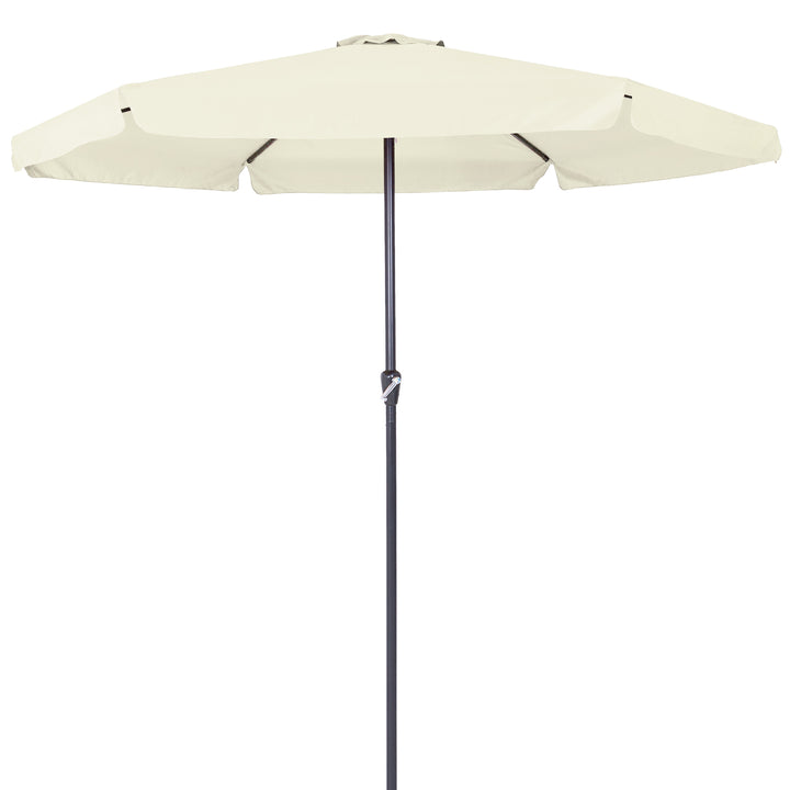 Parasol 3,3 m beige med krumtaphåndtag UV-beskyttelse 50+