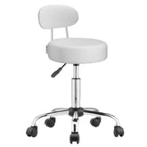 Drejelig afføringstol med ryglæn 360 ° roterbar hvid