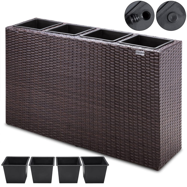 Rattan Planter Brown 95x27x60cm