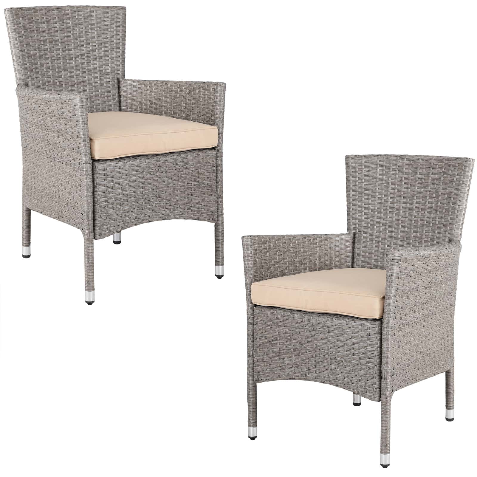 Poly Rattan Garden Stol 2pcs Sæt fløde/beige stable