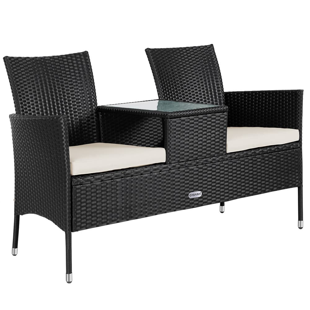 Poly Rattan Jack & Jill Bench Black/Cream