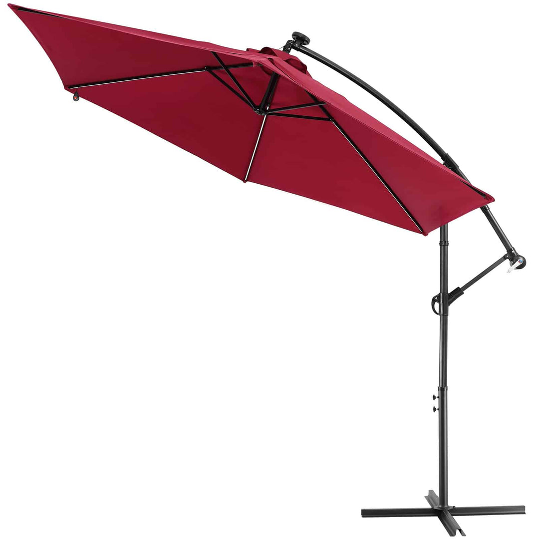 Sol Cantilever Parasol Mali Red 3,3 m krumtap & Tilt UV med LED