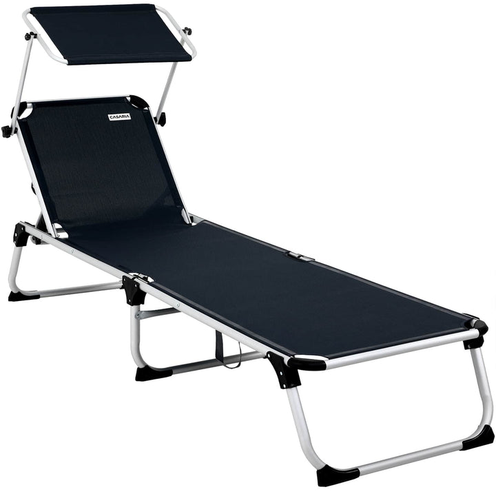 Sun Lounger Aluminium Justerbar baldakin Sunshade Anthracite