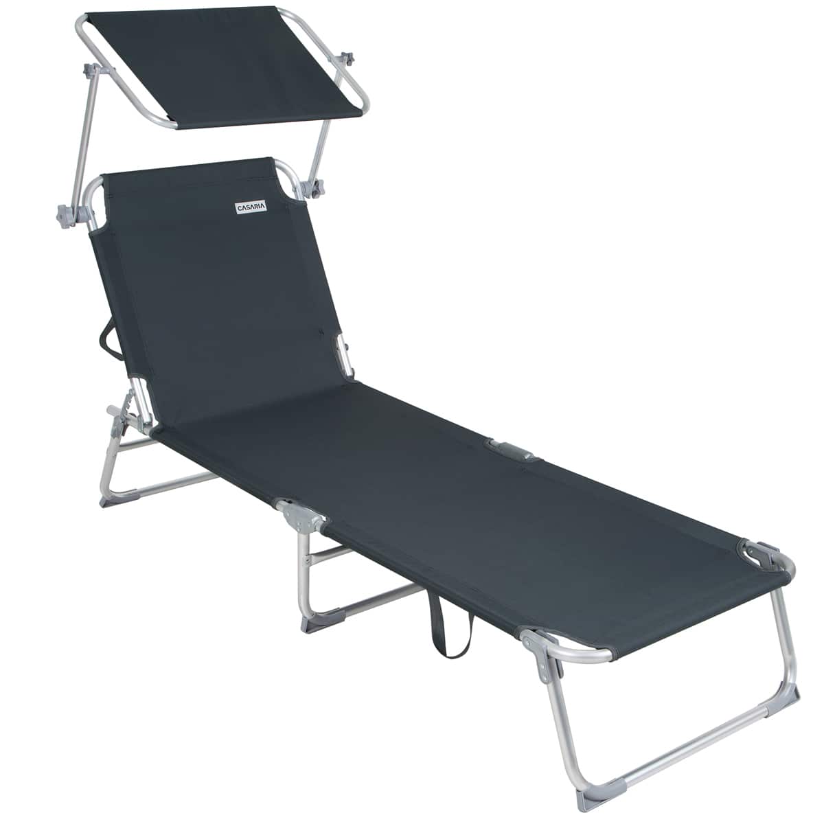 Sun Lounger ibiza grå aluminium med baldakin