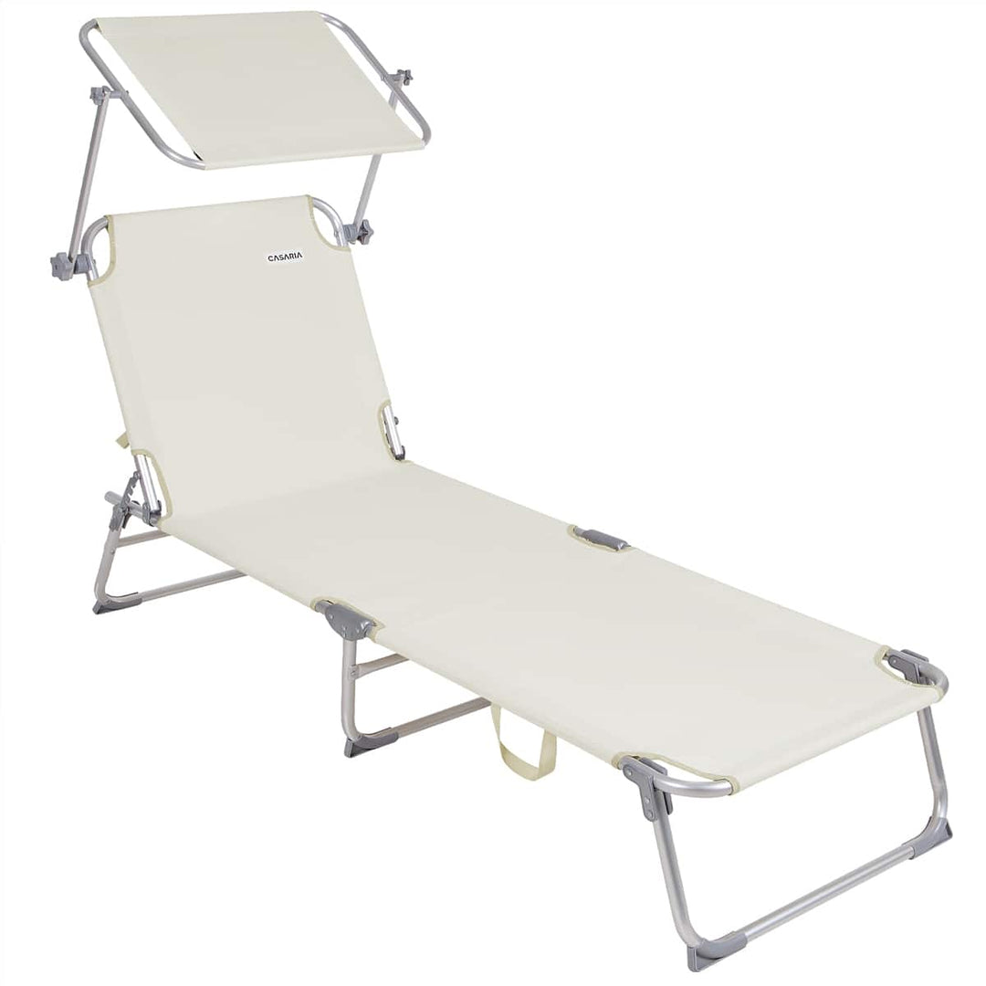 Sun Lounger Ibiza Cream Aluminium med baldakin