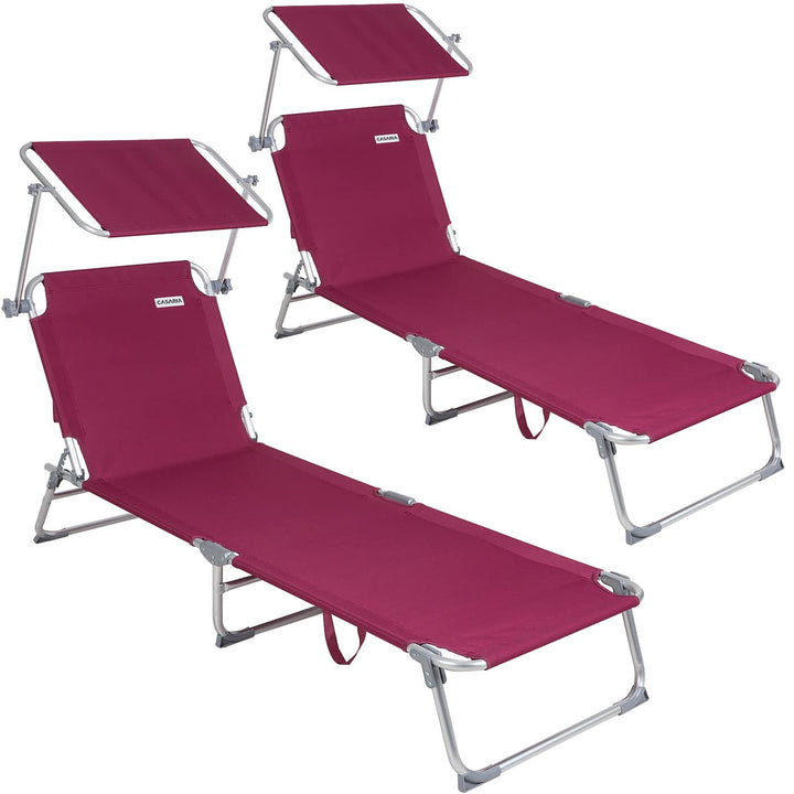 Sun Lounger Ibiza 2pcs Sæt rødt aluminium med baldakin