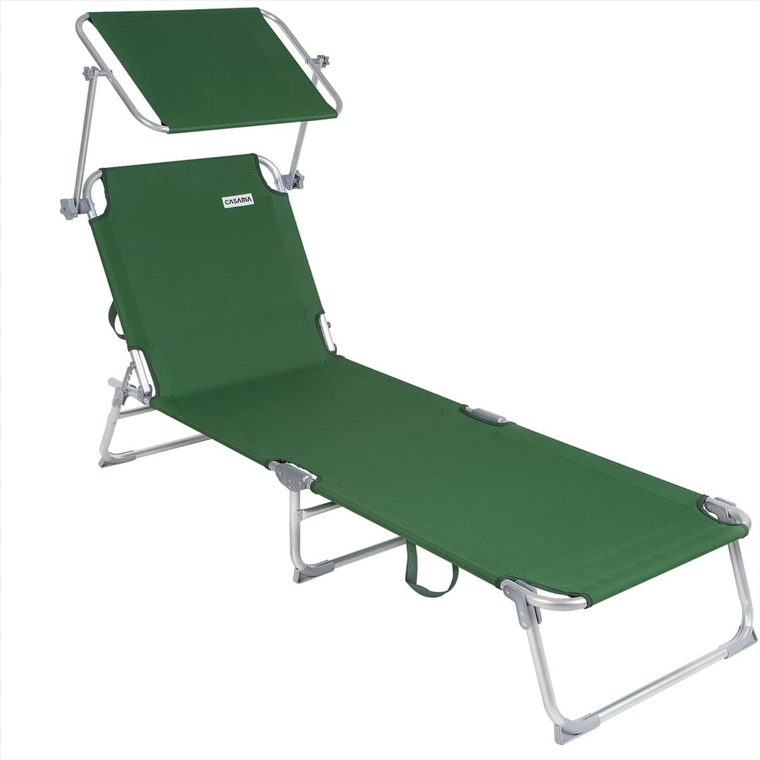 Sun Lounger Ibiza Green Aluminium med baldakin