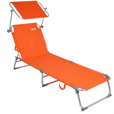 Sun Lounger Ibiza Orange aluminium med baldakin