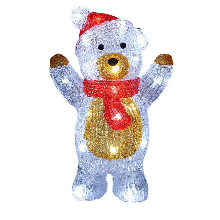 LED julefigur stående bamse acryl