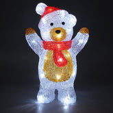 LED julefigur stående bamse acryl