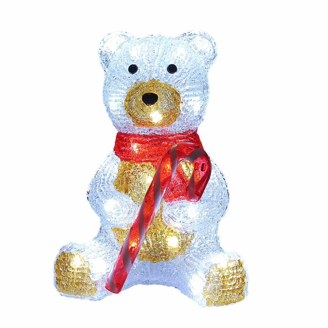 LED julefigur sidder bamse acryl