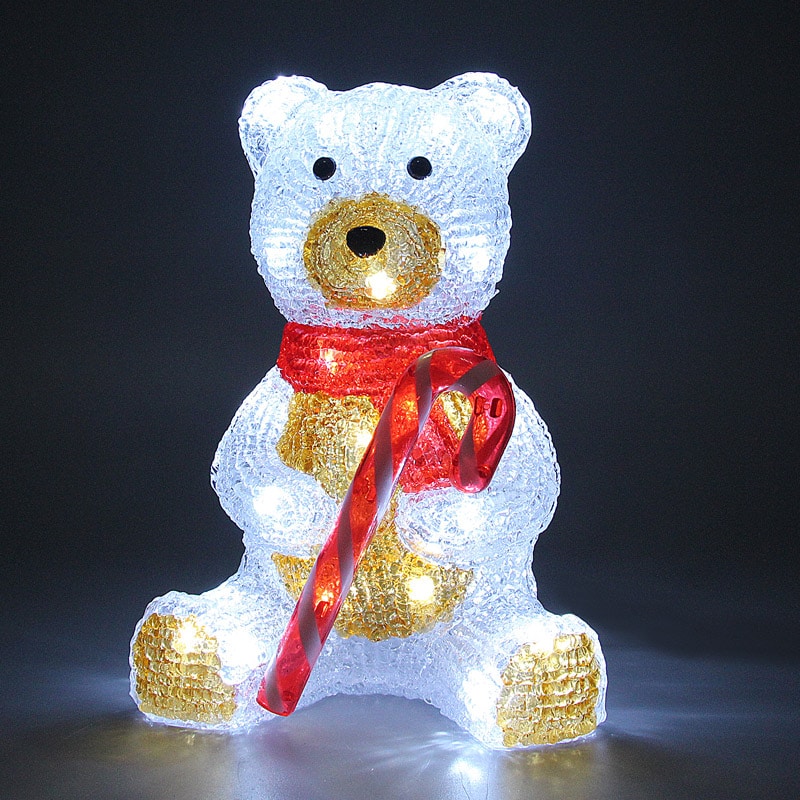 LED julefigur sidder bamse acryl