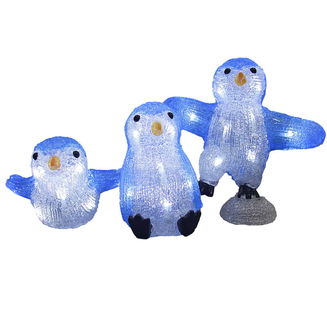 Led julefigur Penguine Family Acryl