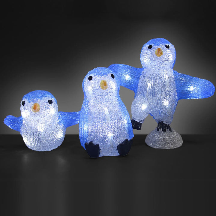 Led julefigur Penguine Family Acryl