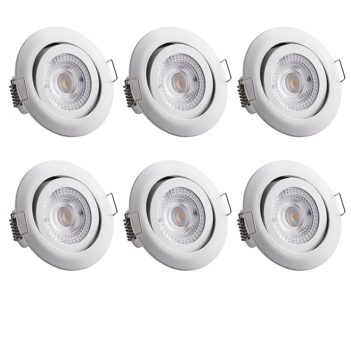 LED forsænket lys Krog 6pcs hvid