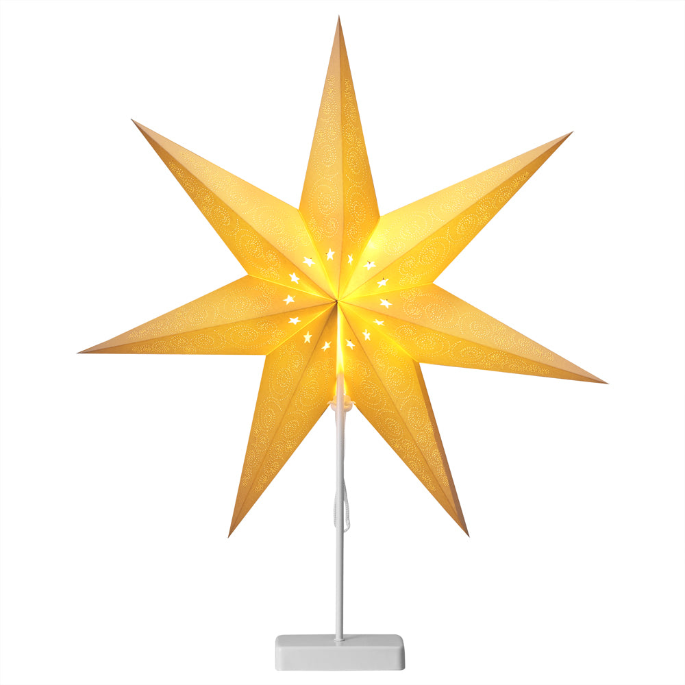 Led Paper Star Cream med stativ