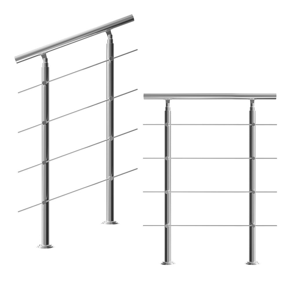 Banister rustfrit stål 80 cm 4 tværstykker