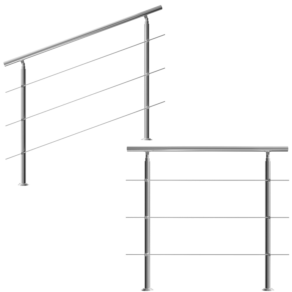 Banister rustfrit stål 150 cm 3 tværstykker