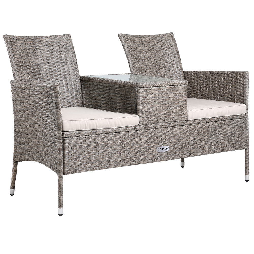 Polyrattan Kino Bank Creme 143x64x87cm