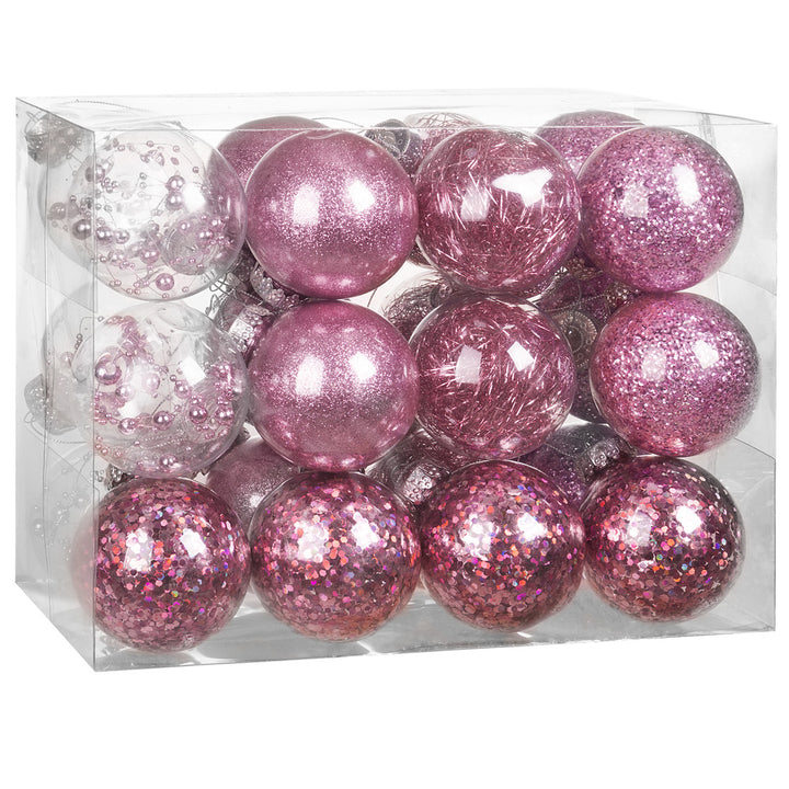 Juletræbaubles 24 pcs lyserød 6 cm