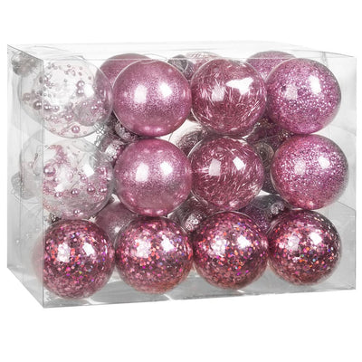 Juletræbaubles 24 pcs lyserød 7cm