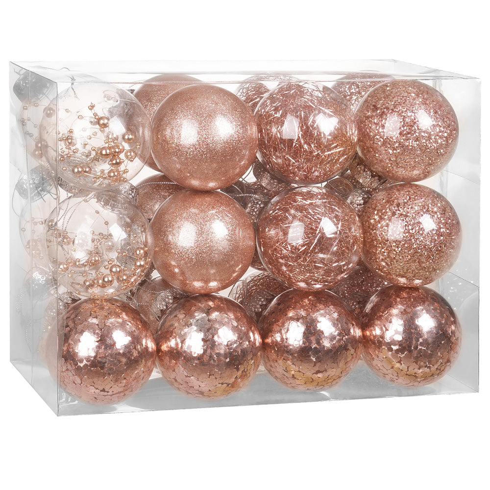 Juletræbaubles 24 pcs rose-guld 6 cm