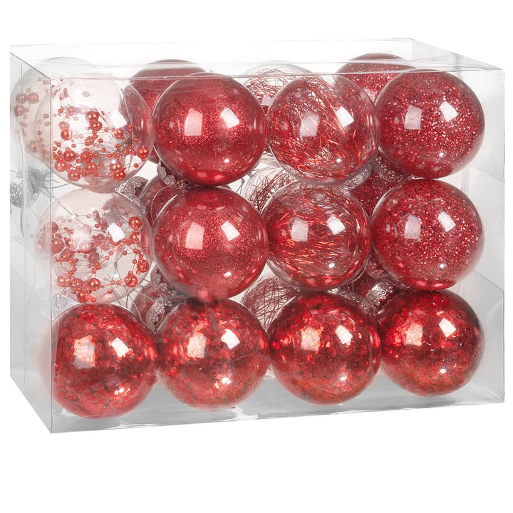 Juletræbaubles 24 stk. Røde 6 cm