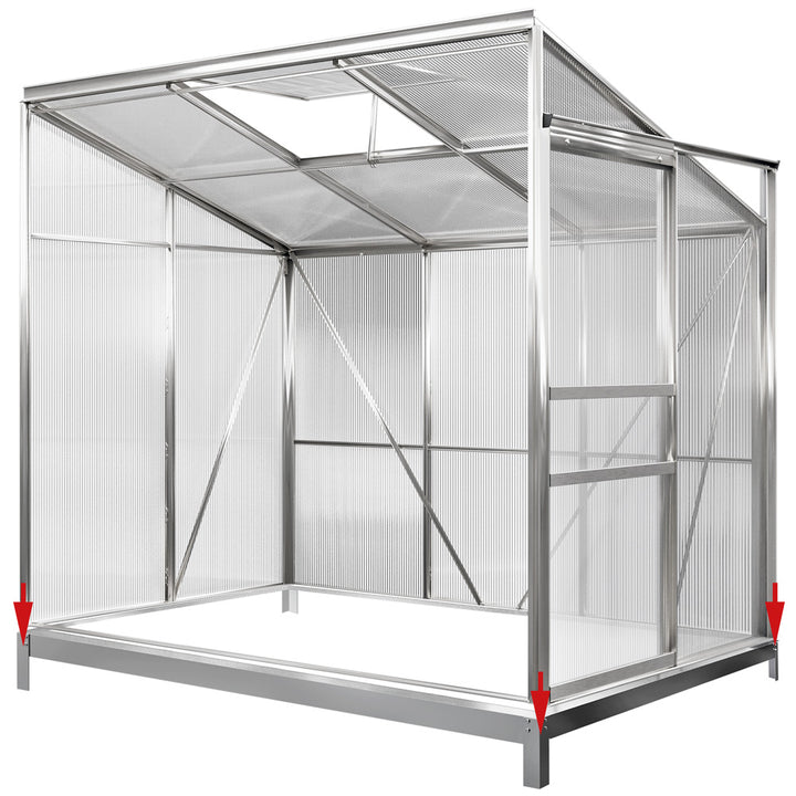 Lean-to Greenhouse polycarbonat 6x4ft med base