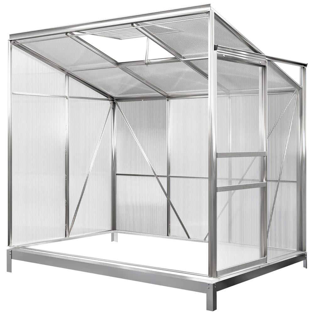 Lean-to Greenhouse polycarbonat 6x4ft med base