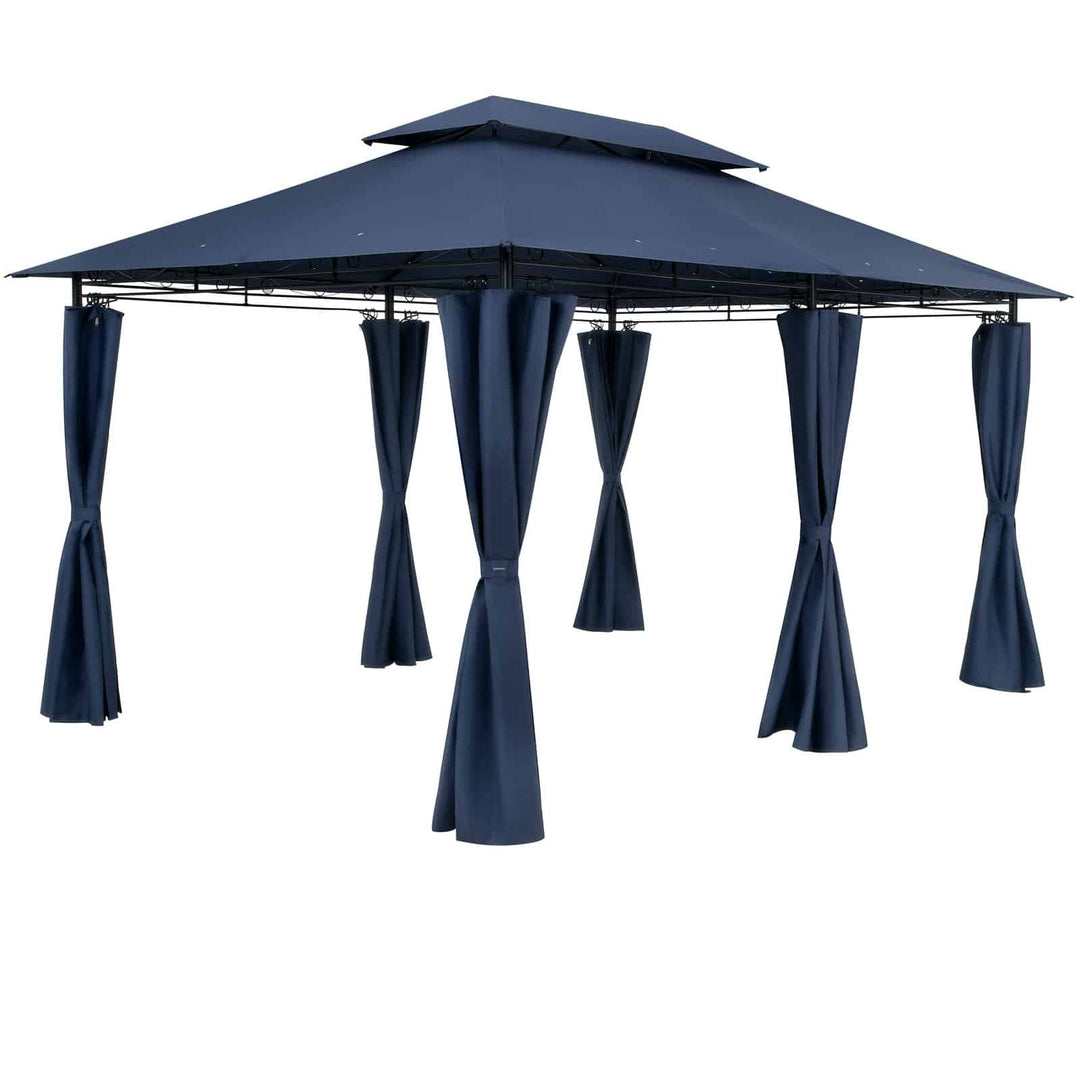 Metal Gazebo Topas blå 3x4m med sidepaneler