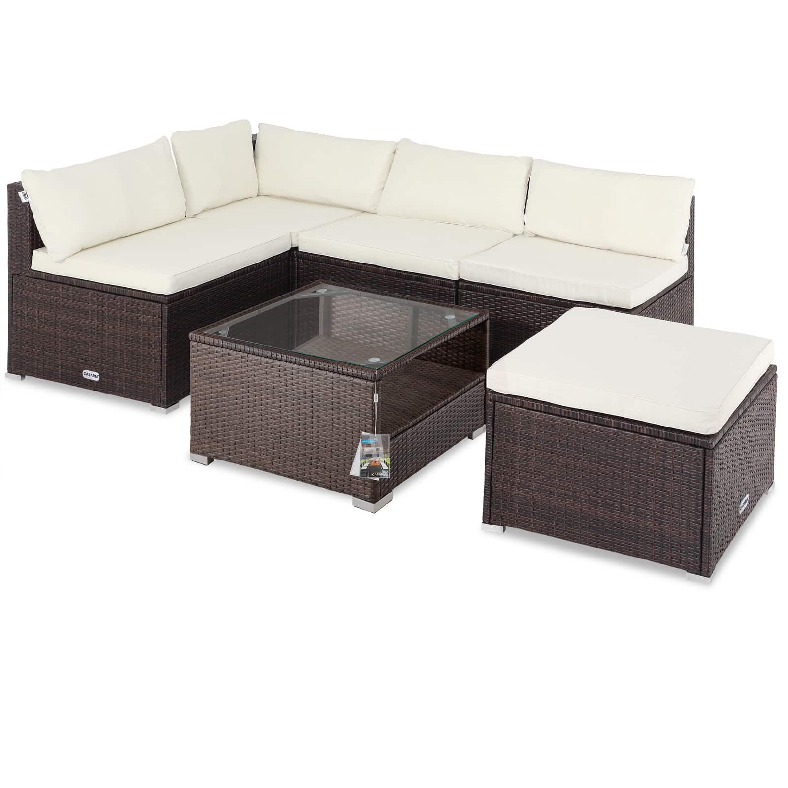 Polyrattan Ecklounge Braun/Creme Dicke Rückenpolster