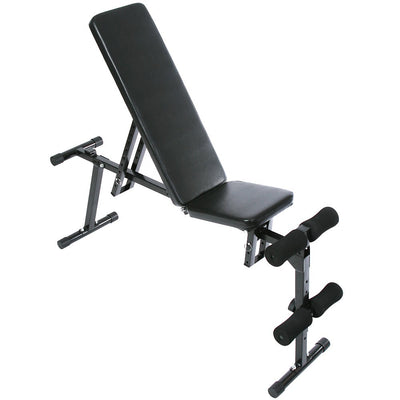 Multifunktionsvægtsbænk - ryglæn 10-fold og sæde 4-fold justerbar, foldbar, benholder, kan belastes op til 200 kg
