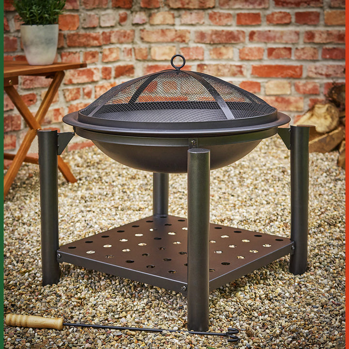 Fire Pit Steel 55 cm med logopbevaring