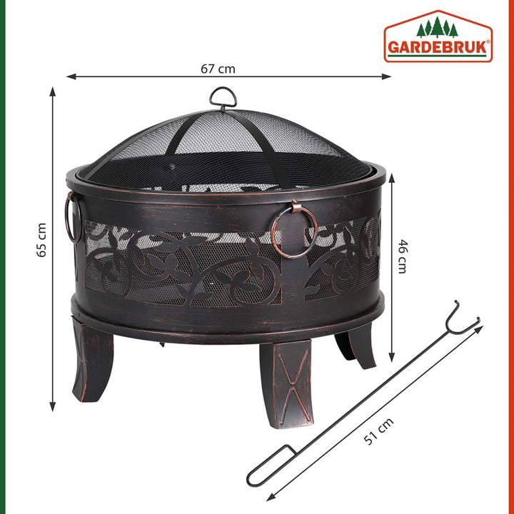 Fire Pit Steel Round 66 cm Antique Look