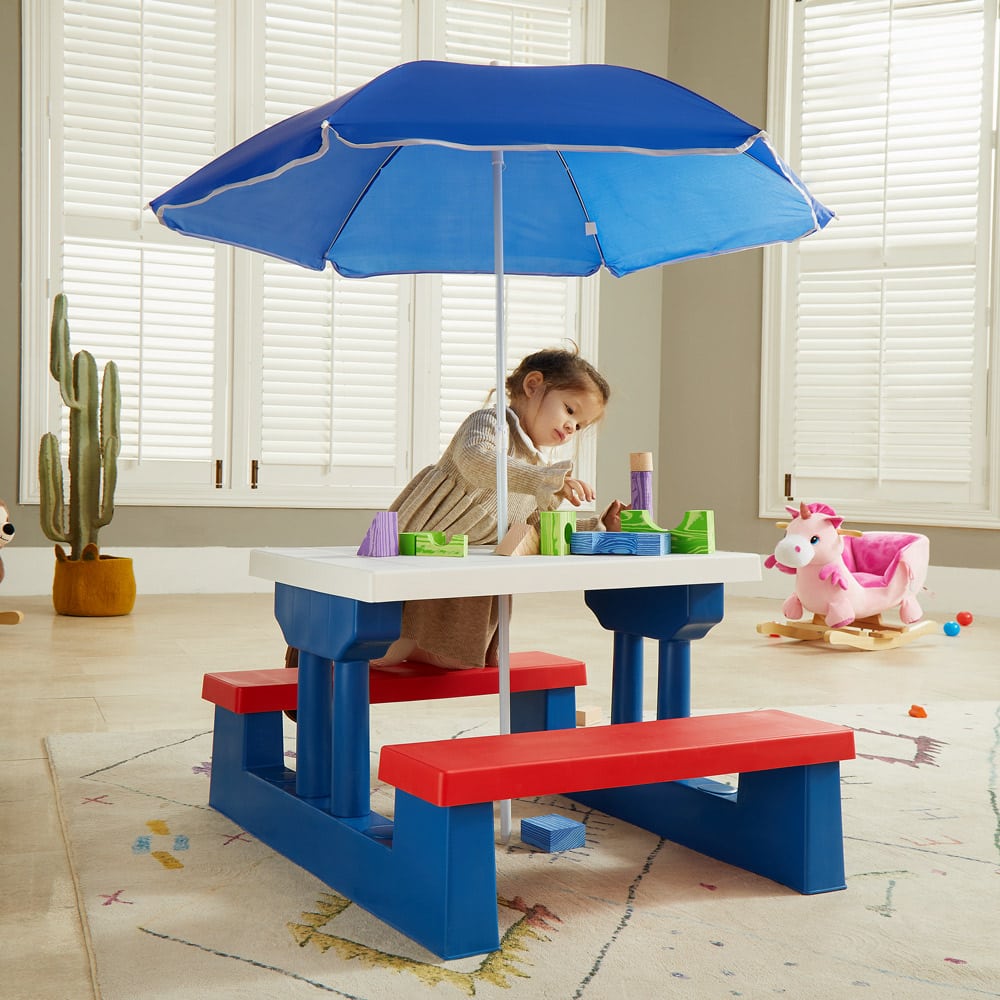 Børn picnic bordbænk sæt med parasol