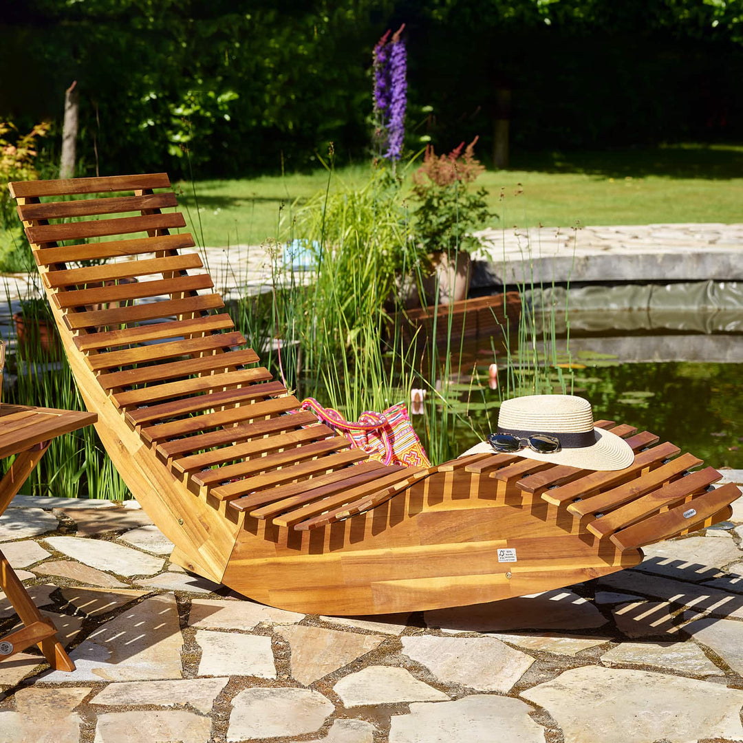 Rocking Sun Lounger Acacia Wood FSC®-certificeret