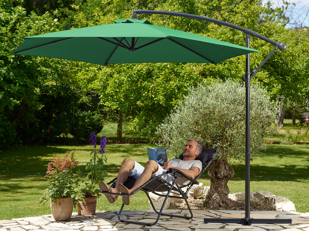 Cantilever Parasol Green 3M Crank & Tilt UV-beskyttelse 40+