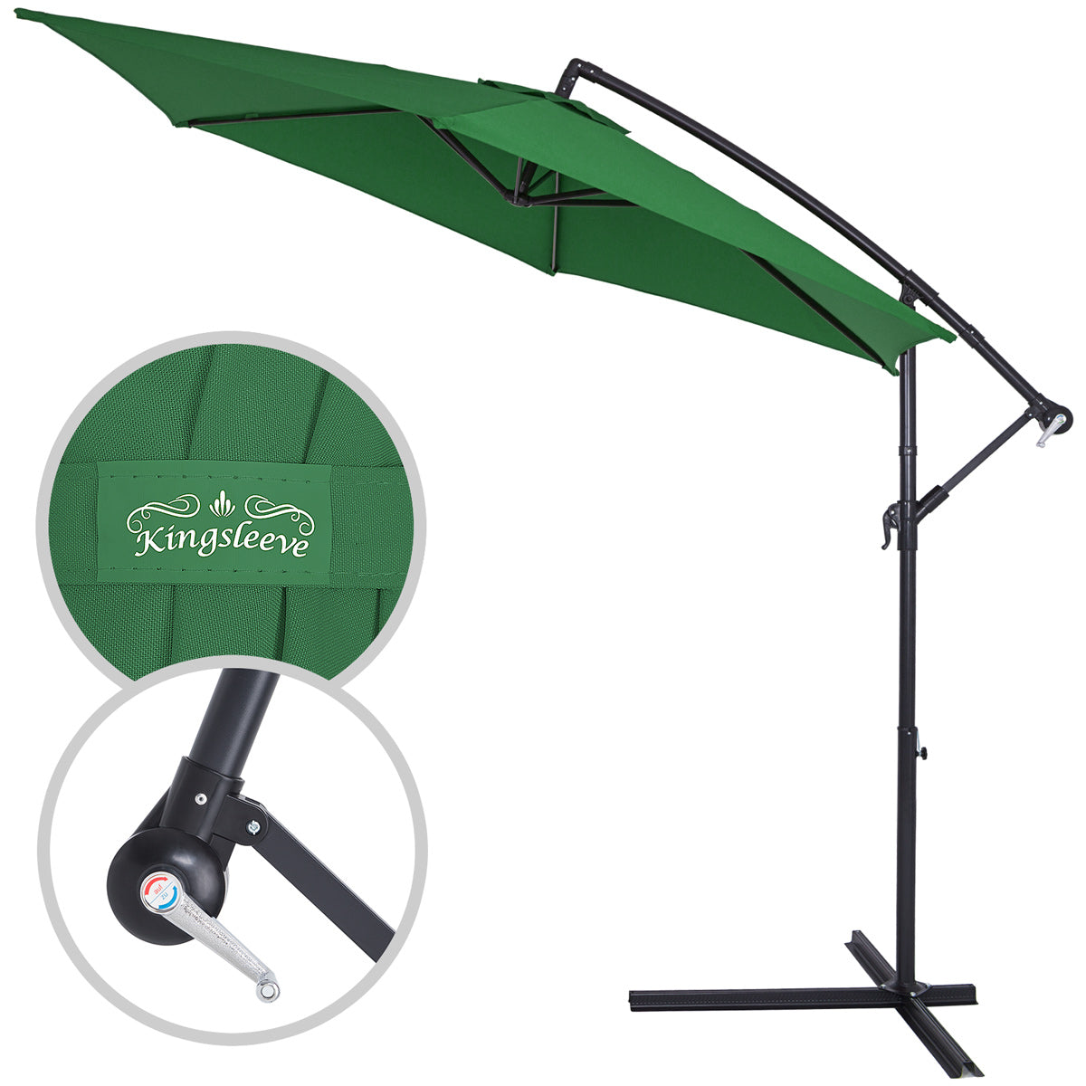 Cantilever Parasol Green 3,3 m Crank & Tilt