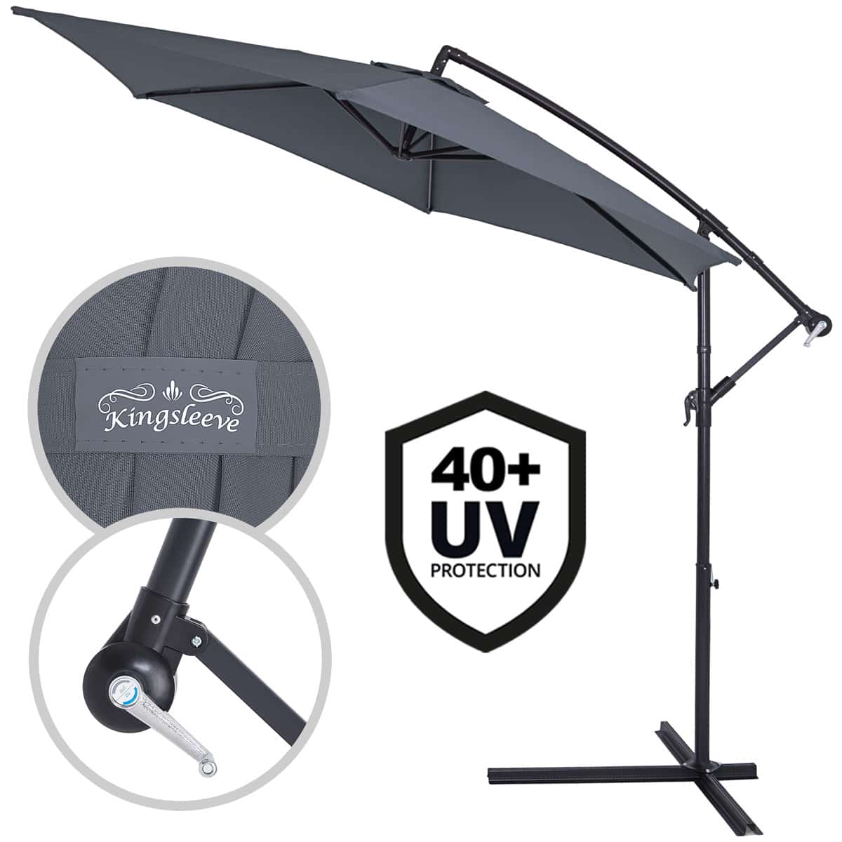 Cantilever Parasol Anthracite 3M Crank & Tilt UV-beskyttelse 40+