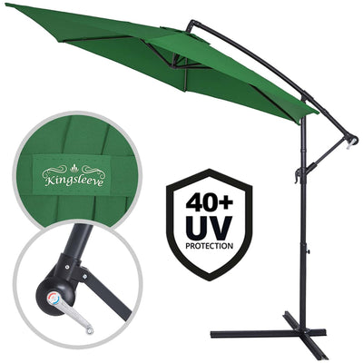 Cantilever Parasol Green 3,3 m Crank & Tilt UV Protection 40+