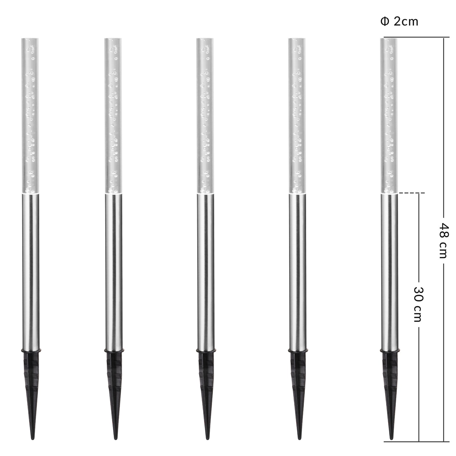 Sollys 5 stk. Hvid 48 cm