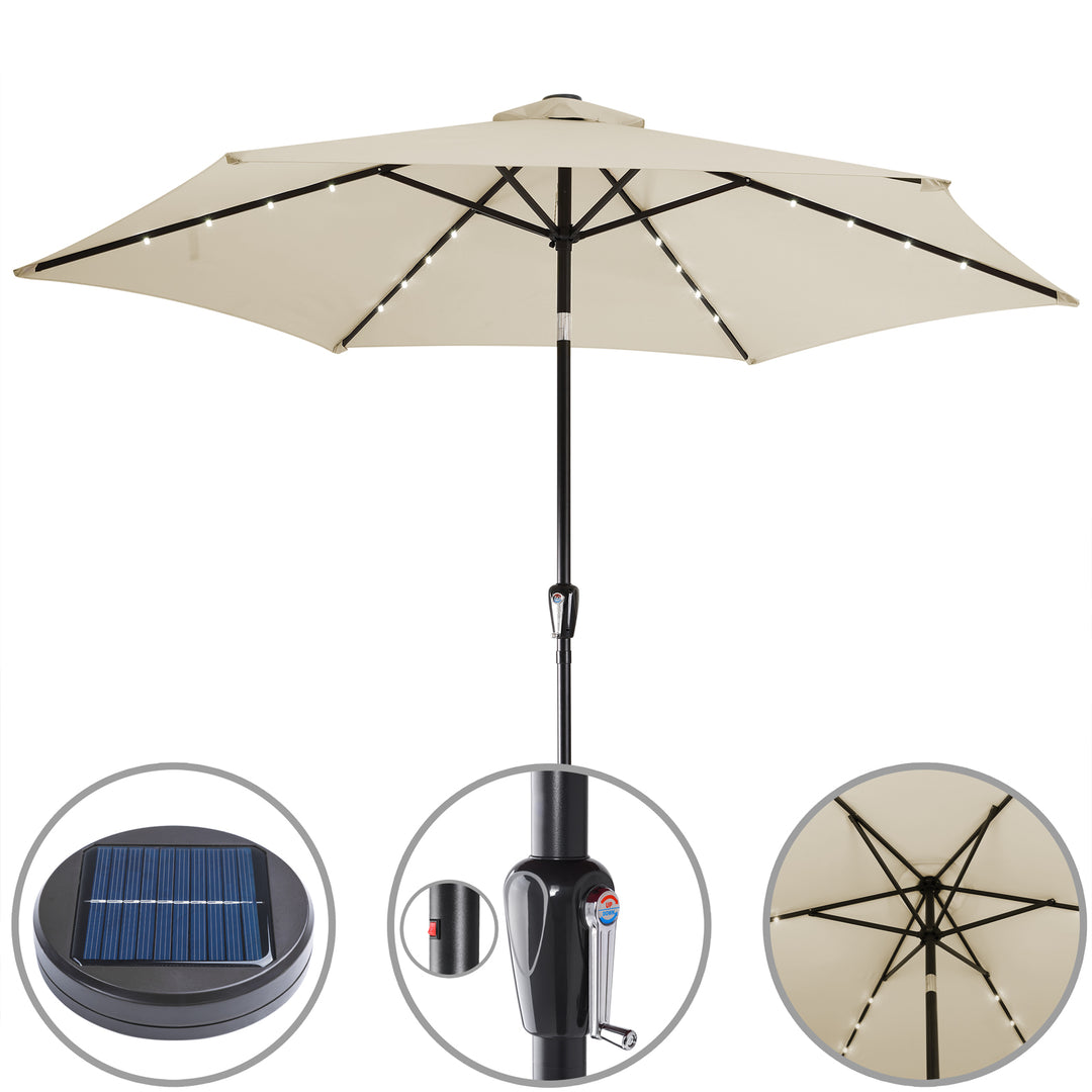 LED Solar Parasol Miami Beige 270 cm