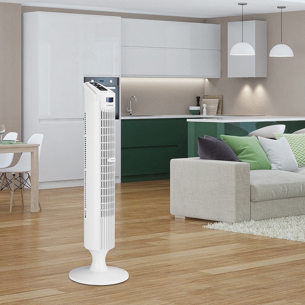 Tower Fan White 84 cm med fjernbetjening